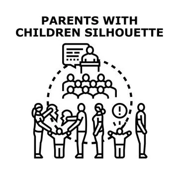 Parents divorcing with children custody issues Stock Illustration