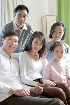 Parents Face the camera. Five. Husband Wife Older woman Daughter-in-law Stock Photos
