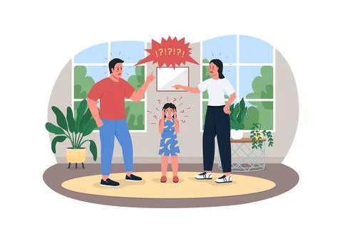 Parents fighting 2D vector web banner, poster Illustrazione stock