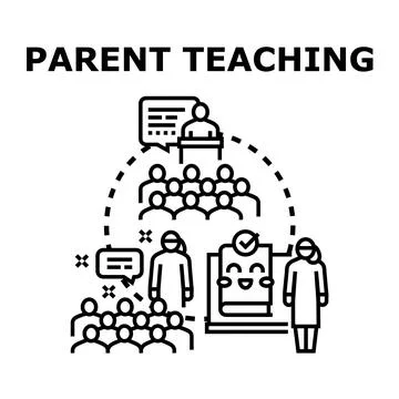 Parents learning and teaching school education concepts Stock Illustration