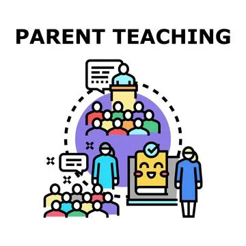 Parents learning and teaching school education concepts Stock Illustration