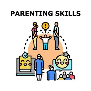 Parents learning skills developing responsible children Stock Illustration