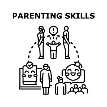 Parents learning skills developing responsible children イラスト素材