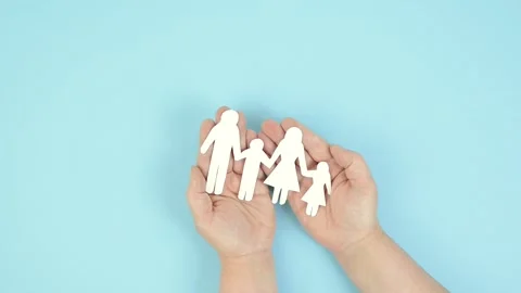 Parents with one child holding hands, relationship in family Stock Footage 246713588