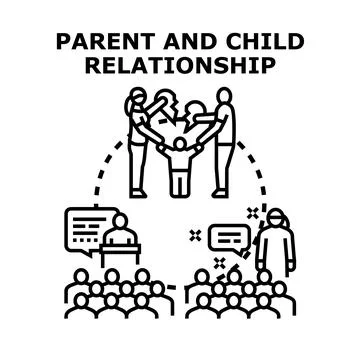 Parents separating and child custody legal hearing Stock Illustration
