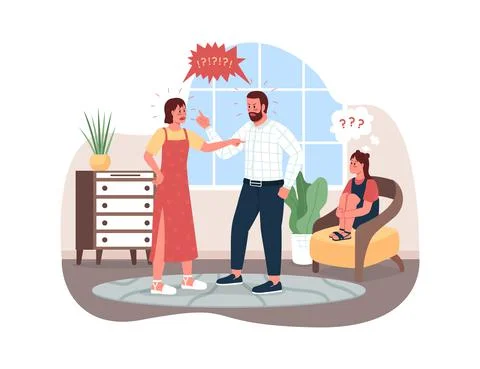 Parents shouting 2D vector web banner, poster Illustrazione stock