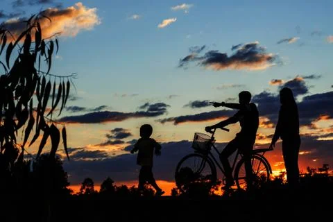 Parents with the silhouettes. Stock Photos