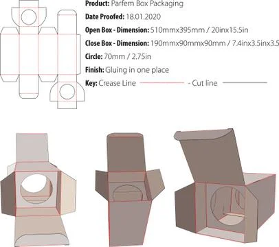 Parfem Box Packaging template die cut vector-eps Illustrazione stock