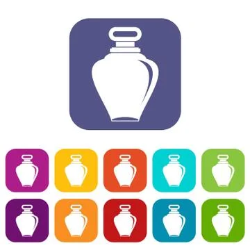 Parfume bottle icons set flat Stock Illustration
