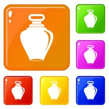 Parfume bottle icons set vector color Stock Illustration