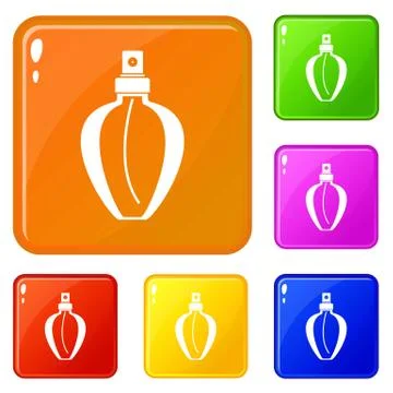 Parfume bottle icons set vector color Illustrazione stock