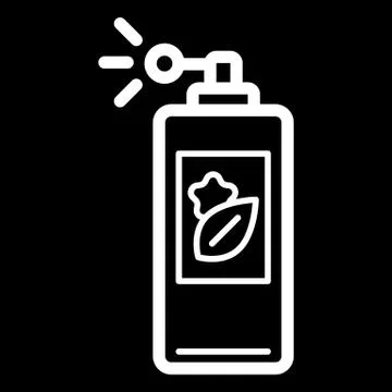 Parfume vector icon. White body spray illustration on black background. Outline Stock Illustration