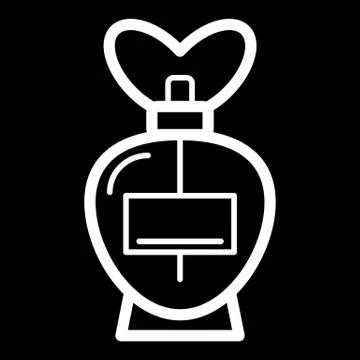 Parfume vector icon. White spray illustration on black background. Outline Stock Illustration