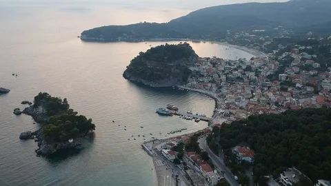 Parga greece drone view close to preveza and sivota Stock Footage 125813543