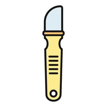 Paring knife kitchen tool for peeling vegetables flat colored icon Stock Illustration