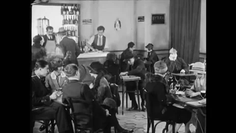 PARIS - 1928 - In this silent comedy, a drunk fireman envisions all the women in Stock Footage 280183042