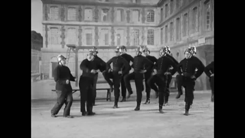 PARIS - 1928 - In this silent comedy, a fireman tells his chief about his Stock Footage 280182926
