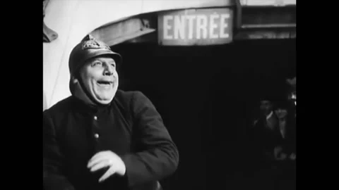 PARIS - 1928 - In this silent comedy, a fireman envisions of a truck of his Stock Footage 280183073