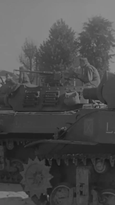 PARIS - 1944 - American armored divisions team up with the French Forces of the Stock Footage 342661153