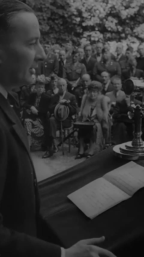 PARIS - 1945 - Speeches given at the dedication of a new memorial for FDR in Video stock 342663844