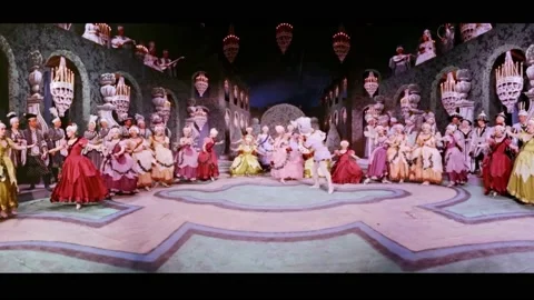 PARIS - 1955 - Audiences at the Paris Opera enjoy a ballet performance where the Stock Footage 328166915