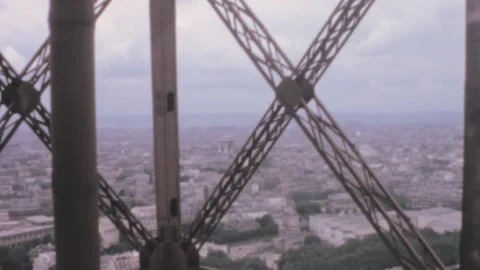 Paris - 1962: panorama from the elevator of the Eiffel Tower Stock Footage 156797900