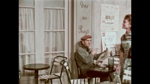PARIS - 1962 - Parisians drinking coffee, smoking cigarettes and reading Stock Footage 340664963