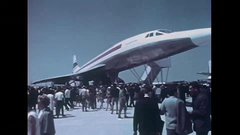 PARIS - 1967 - The Concorde is contrasted with the Douglas C-8 61 at the Paris 스톡 동영상 341993555
