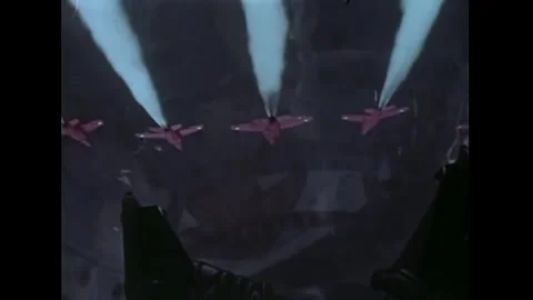 PARIS - 1967 - The Royal Air Force Red Arrows precision formation flight at the Stock-Footage 341993600