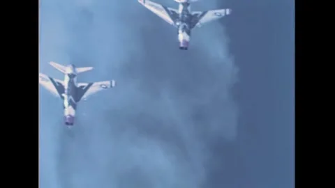 PARIS - 1967 - The USAF Thunderbirds fly in precision formation for the Paris 스톡 동영상 341993621