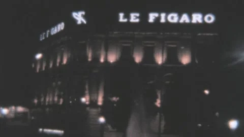 Paris - 1973: passengers point of view pass fountain and La Figaro building Stock Footage 231161824