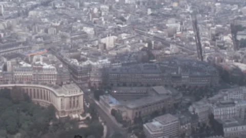 Paris - 1976: Panoramic view of the city from the Eiffel Tower Stock Footage 242439185