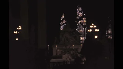 Paris 1980s, Inside view of Notre-Dame de Paris with people Stock Footage 219846035