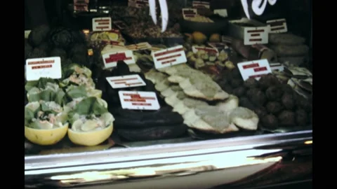 Paris 1980s, Super shop view during daytime Stock Footage 219856412