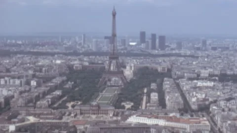 Paris - 1981: Eiffel Tower and panoramic view of the city Stock Footage 246477446