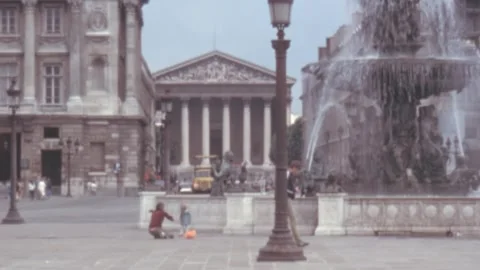 Paris - 1981: Place de la Concorde with the Madeleine Church background Stock-Footage 246476893