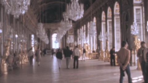 Paris - 1982: Visitors inside the Palace of Versailles Stock Footage 242922097