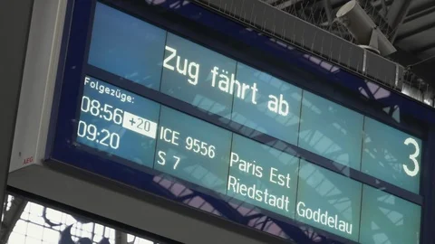 Paris 2019 Scoreboard - Train Leaving  4K Stock Footage 109609221
