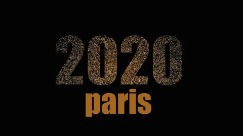 Paris 2020 sign with light effects Stock Footage 122060683