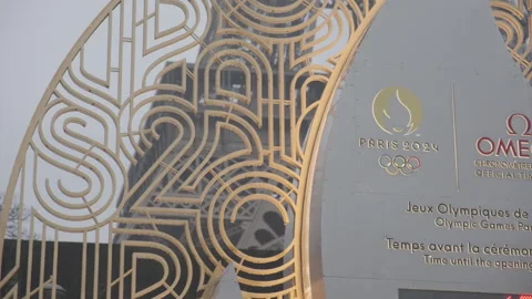 The Paris 2024 Olympic countdown clock Stock Footage 262070686