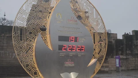 The Paris 2024 Olympic countdown clock Stock Footage 262072245