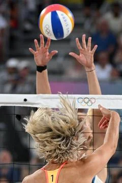 Paris 2024 Olympic Games - Beach Volleyball, France - 29 Jul 2024 Stock Photos