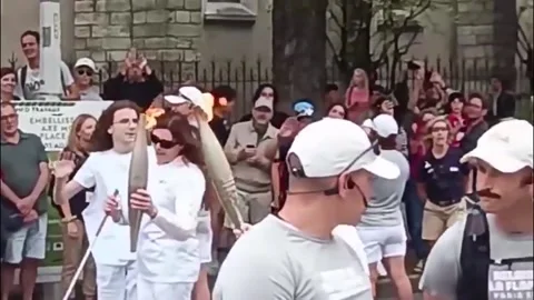 Paris 2024: Olympic Torch Relay In Dijon Stock Footage 280449342