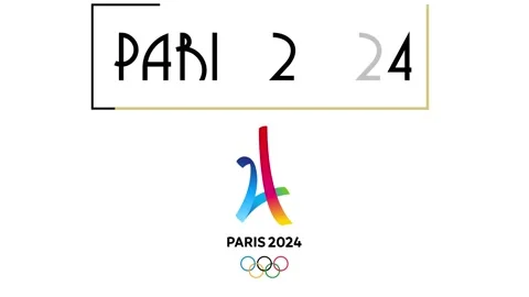 Paris 2024 Olympics and Former Official logo on white background Stock Footage 162746360