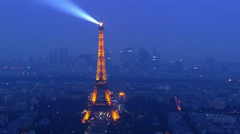Paris, aerial view of the Eiffel tower Stock Footage 57197484