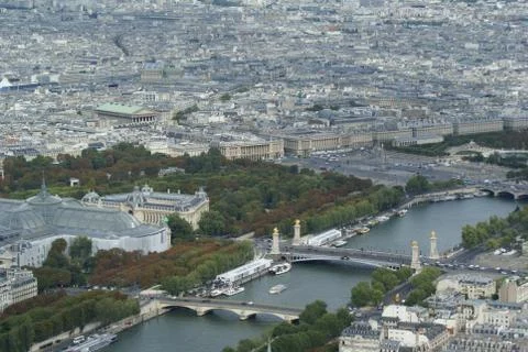 Paris, aerial view from the Eiffel Tower. Pont Alexandre III Stock Photos