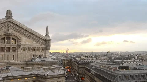 Paris aerial view from rooftop Stock Footage 66658122