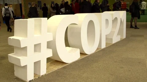 Paris Agreement, IPCC UN Climate Conference COP21 - twitter hashtag cutout Stock Footage