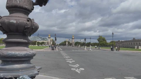 Paris, the Alexandre III bridge with its gilded statues, time lapse Stock Footage 313919755