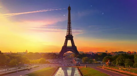Paris and Eiffel tower in a beautiful day Stock Footage 63075180